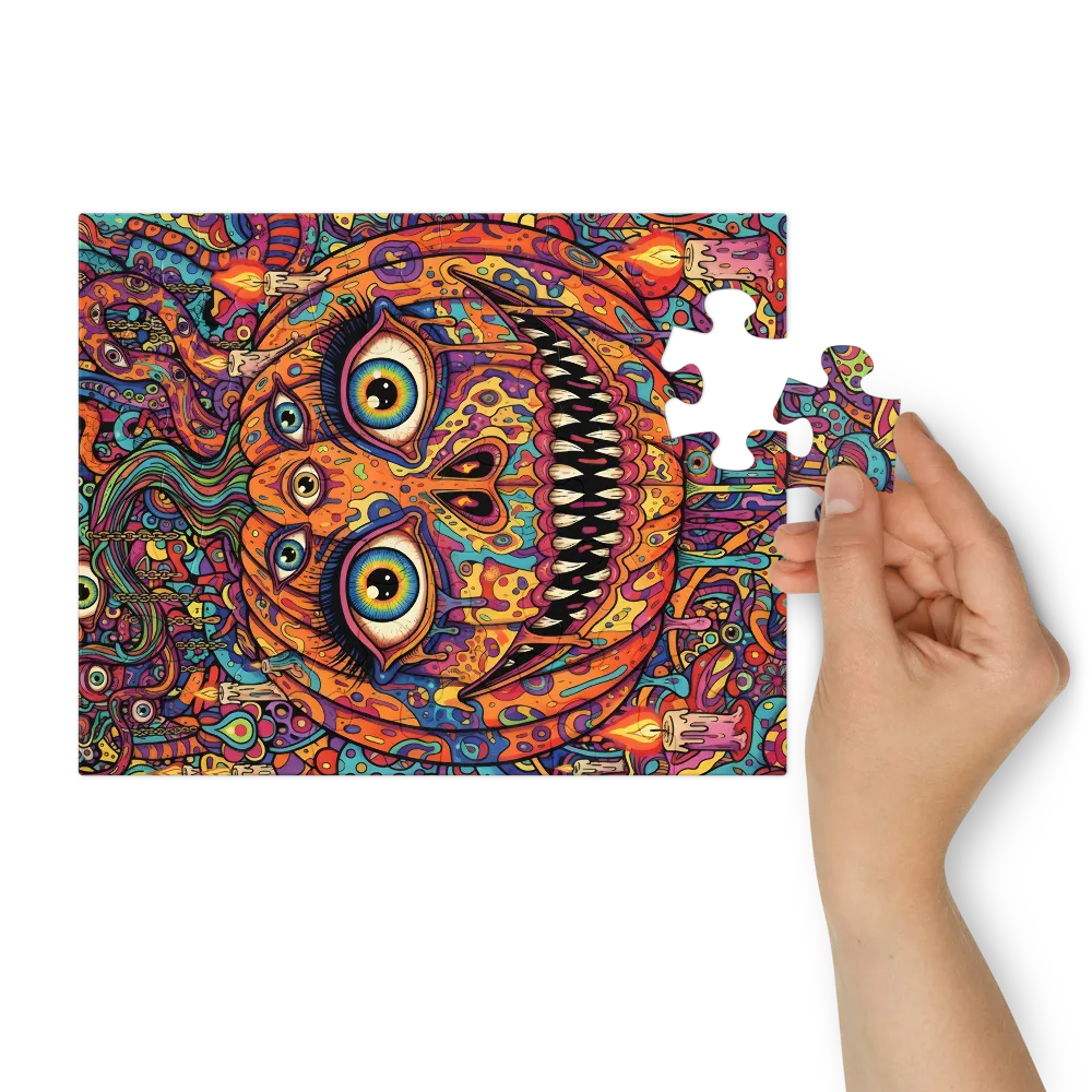Psychedelic Jack-o'-Lantern 
 Jigsaw Puzzle in Tin Box