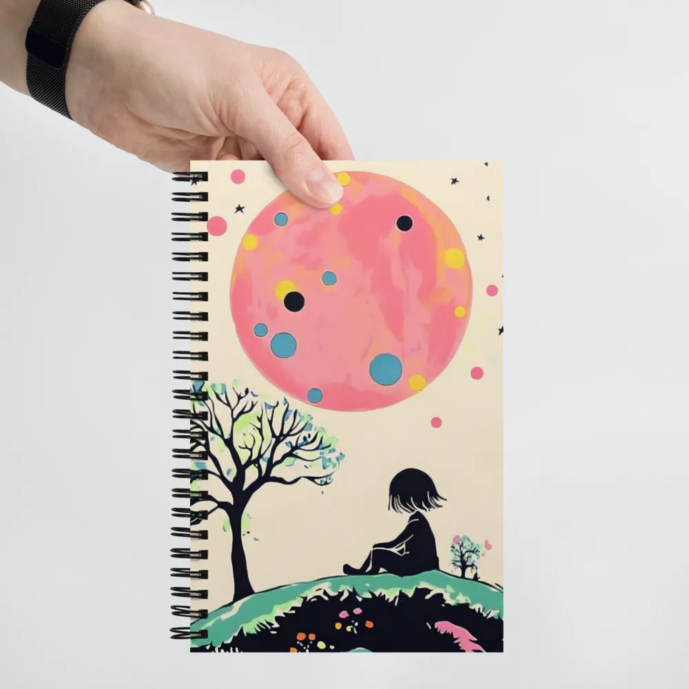 Gazing at the Pink Moon | Spiral Notebook