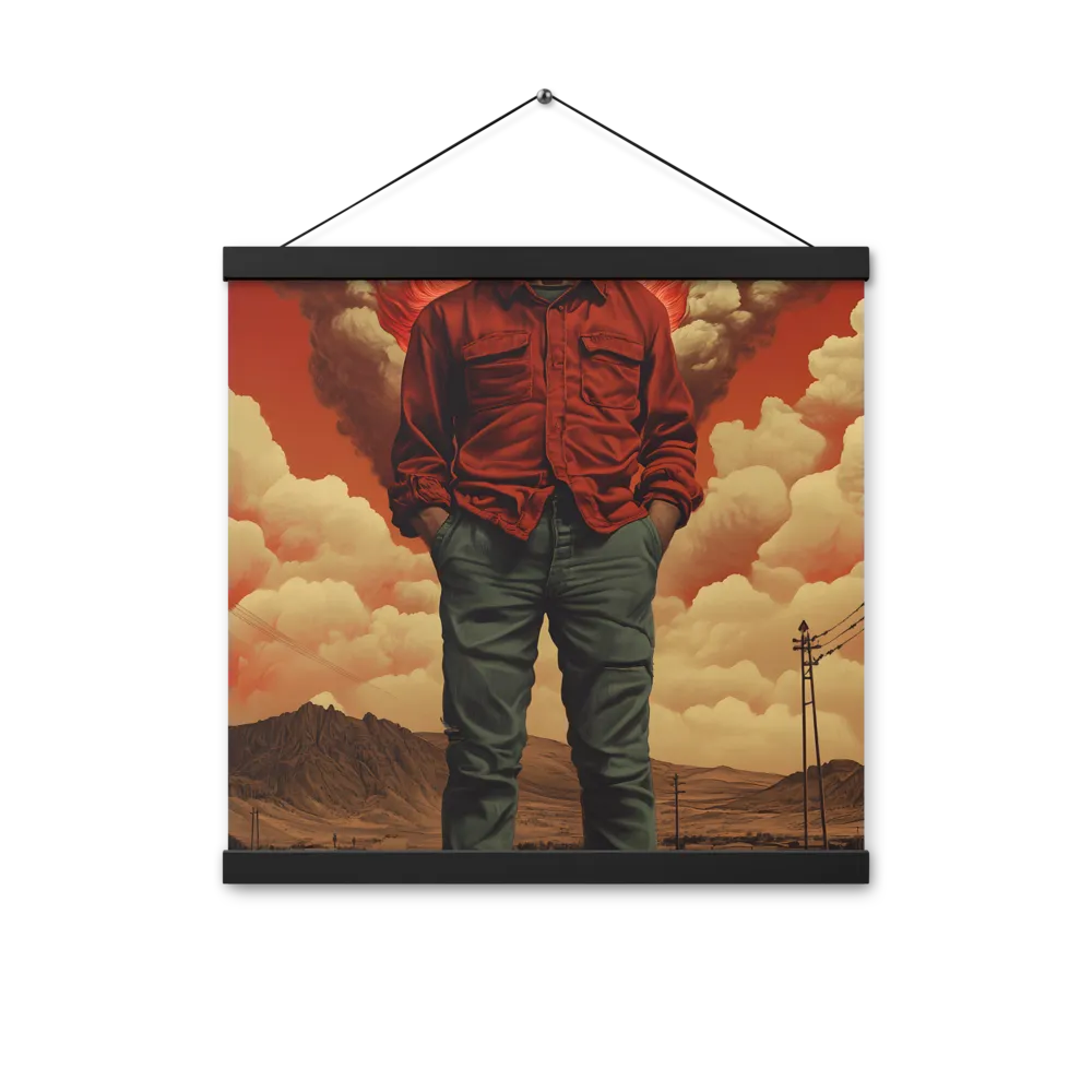 Defiant Spirit in a Surreal Landscape | Poster With Black Wood Hanger | 16″×16″