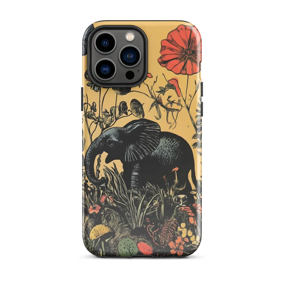 Floral Majesty: The Elephant's Sanctuary | Phone Case |  13 Pro Max | Tough Case | Glossy