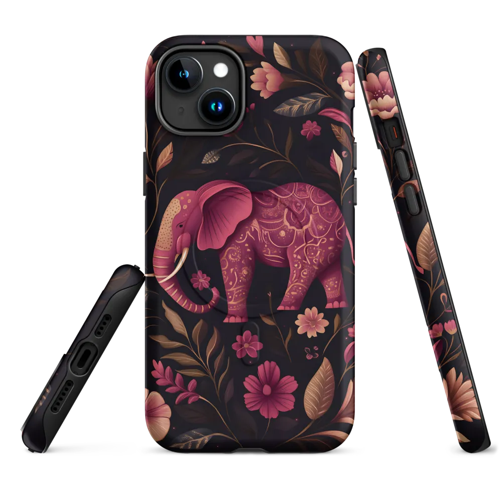 Elegance in Bloom: The Enchanted Elephant | Phone Case |  15 Plus | MagSafe® Tough Case | Matte