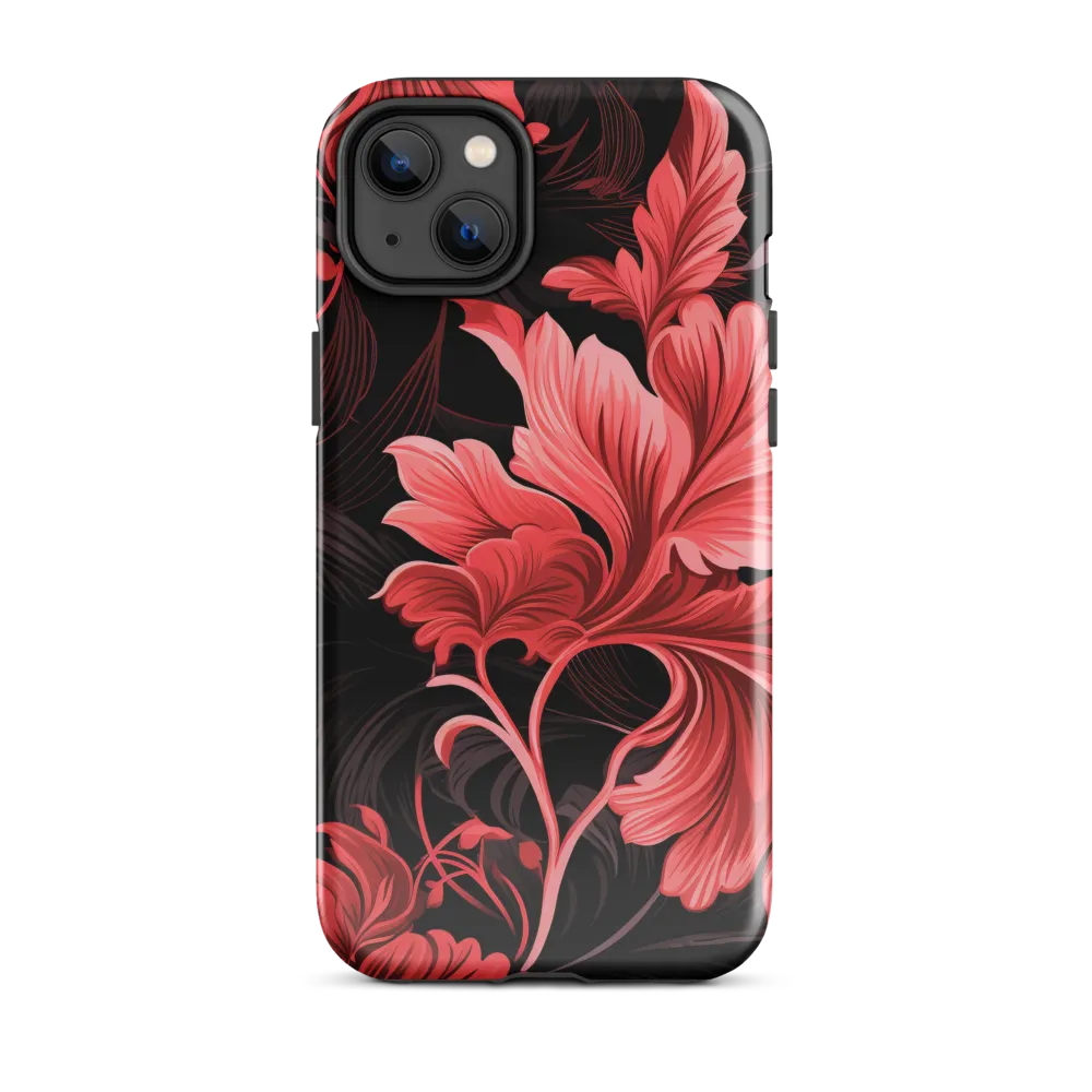 Tropical Elegance in Red | Phone Case |  14 Plus | Tough Case | Glossy