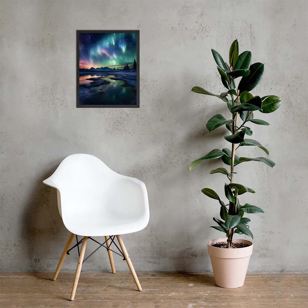 Ethereal Aurora: A Night Under the Stars | Poster with Black Frame | 16″×20″
