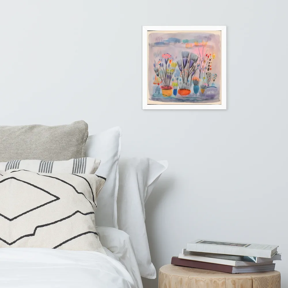 Dreamy Botanical Study 
 Poster with White Frame | 14″x 14″