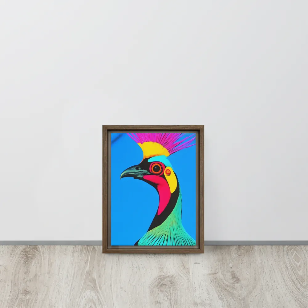 Whimsical Avian Portrait | Canvas with Brown Frame | 9″×12″