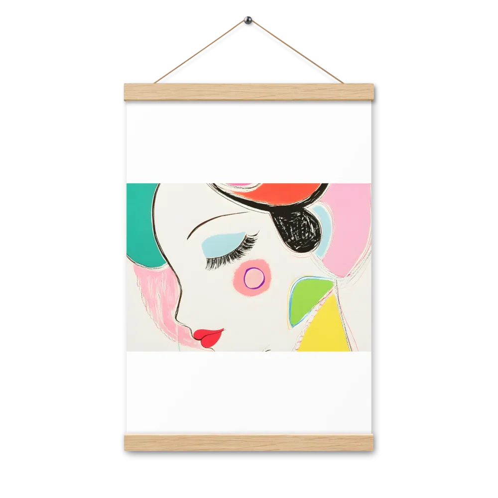 Whimsical Portrait in Colorful Abstraction | Poster With Oak Wood Hanger | 12″×18″