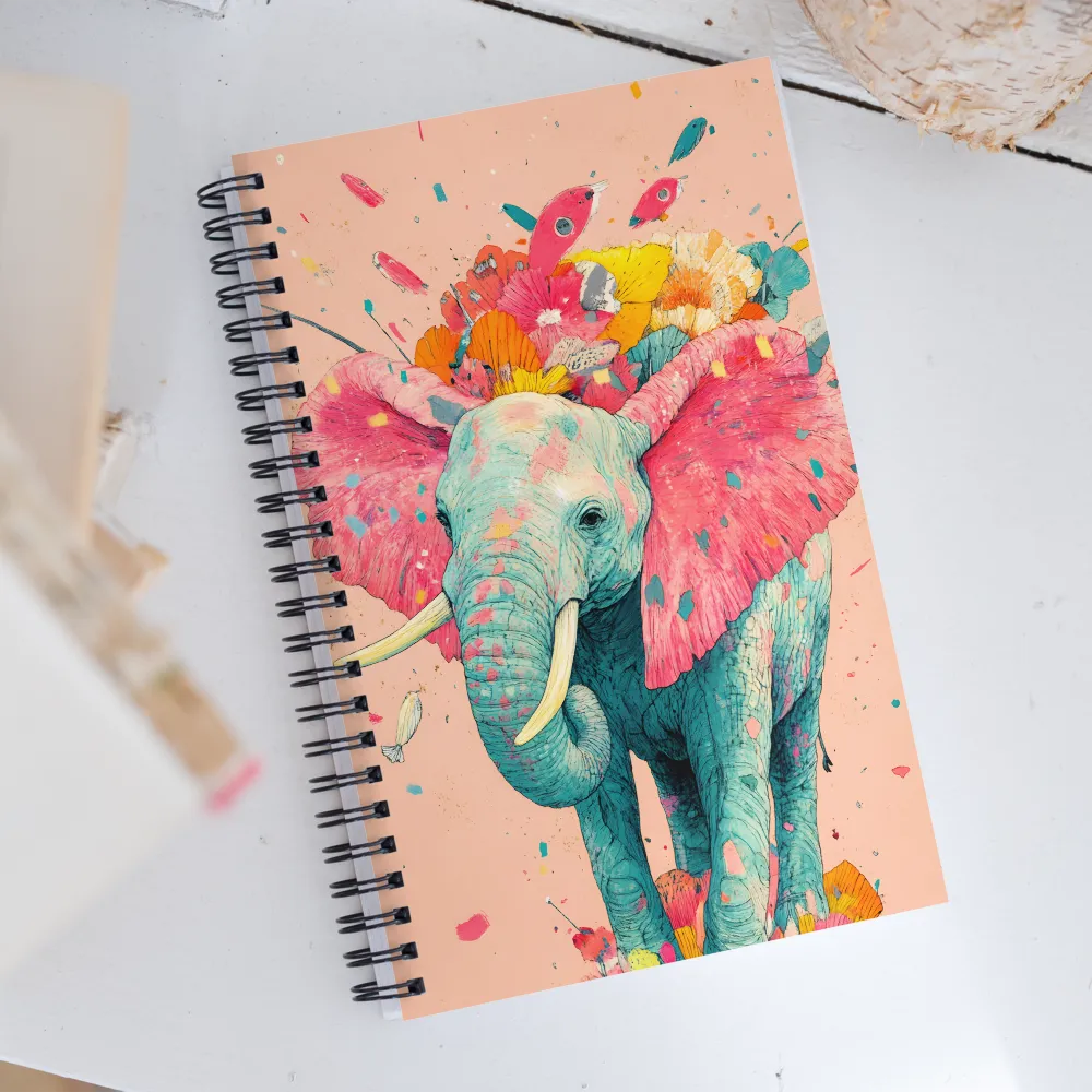 Whimsical Elegance: The Floral Elephant | Spiral Notebook