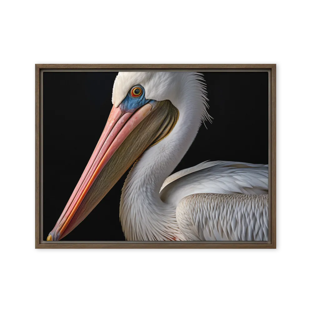Elegance in White: The Pelican | Canvas with Brown Frame | 18″×24″