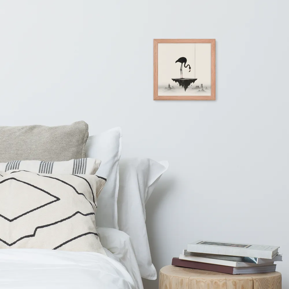 Floating Flamingo 
 Poster with Red oak Frame | 10″x 10″