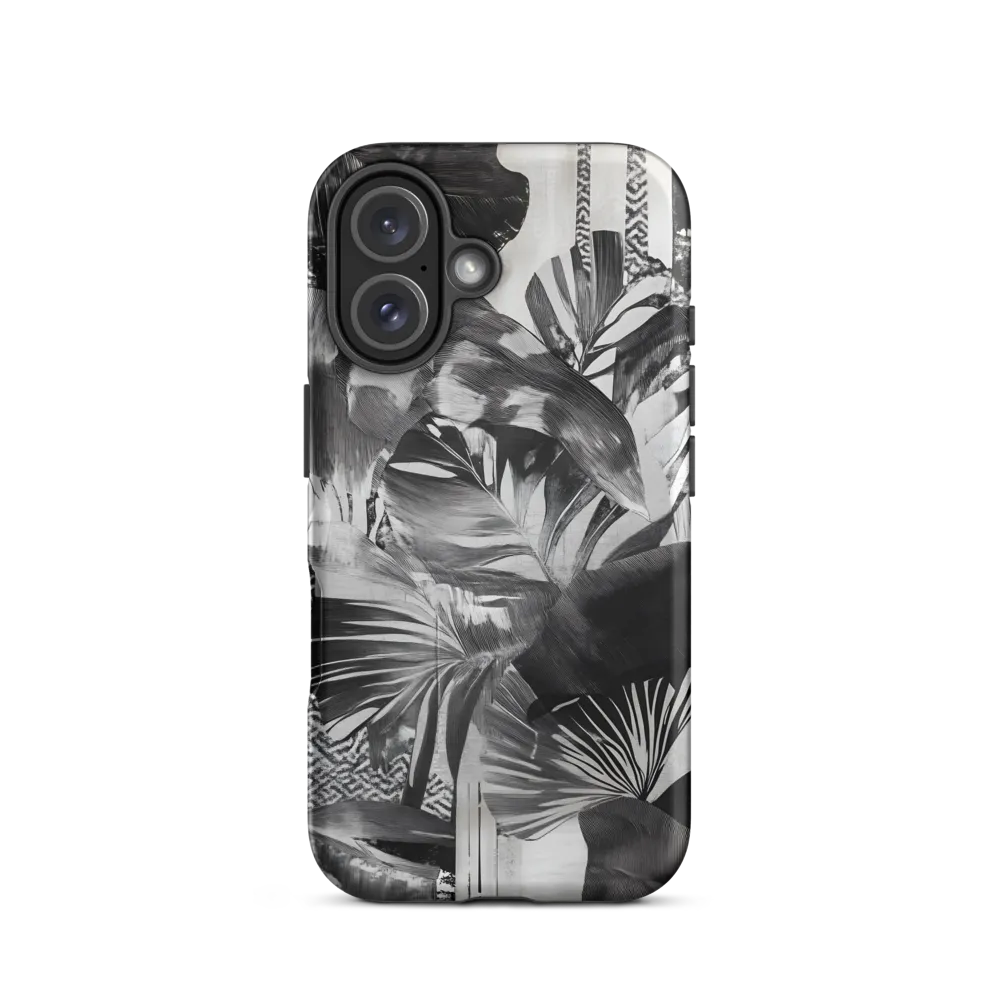 Monochrome Serenity in Tropical Foliage | Phone Case