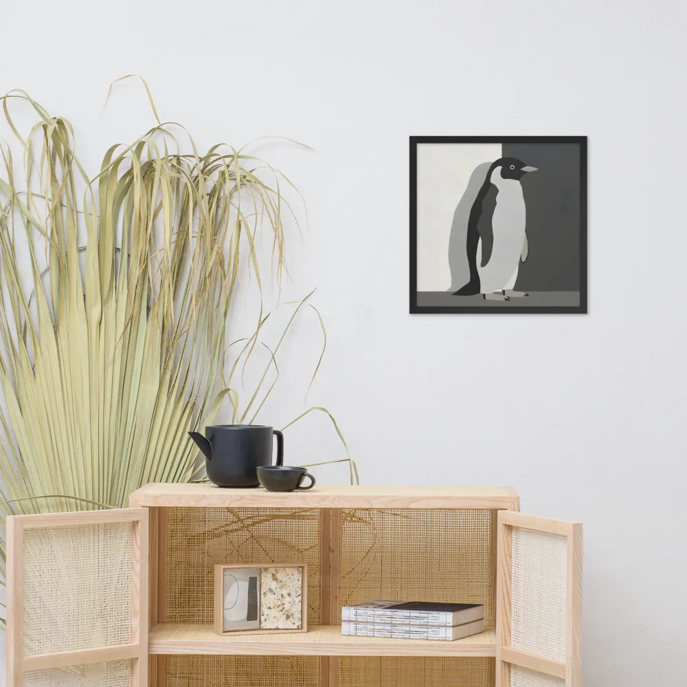 Monochrome Penguin 
 Poster with Black Frame | 18″x 18″