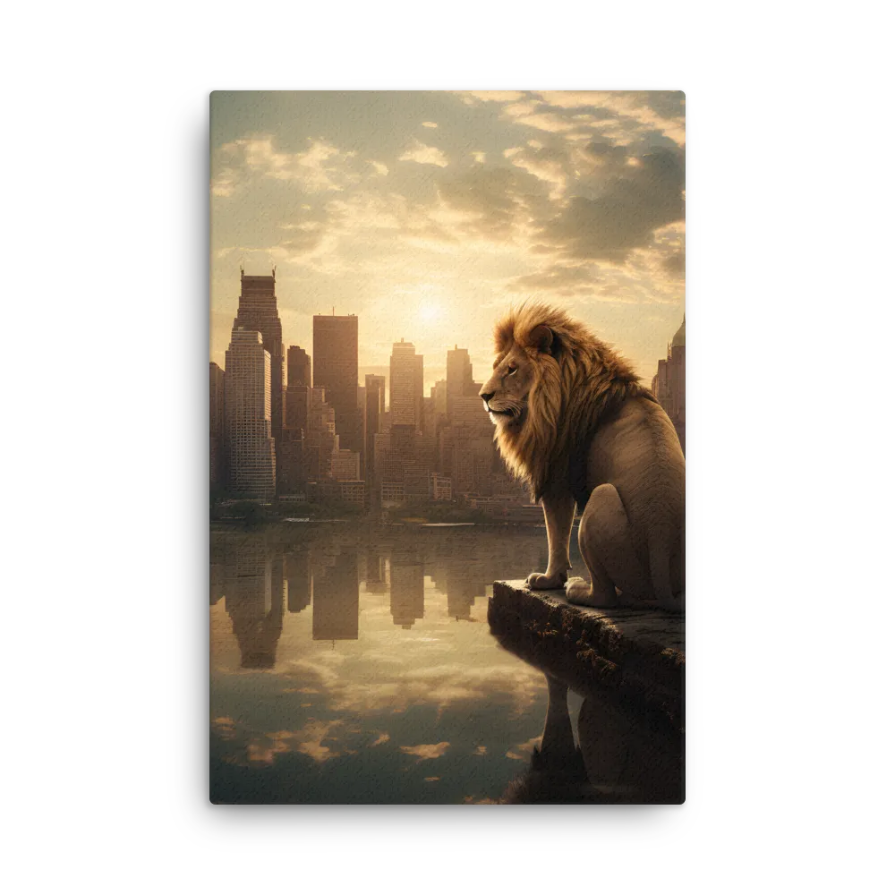 The Lion's Gaze Over the Urban Symphony