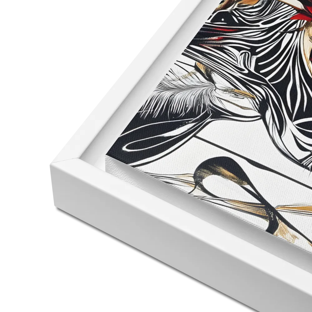 Floral Elegance: The Giraffe's Portrait | Canvas with White Frame | 16″×20″