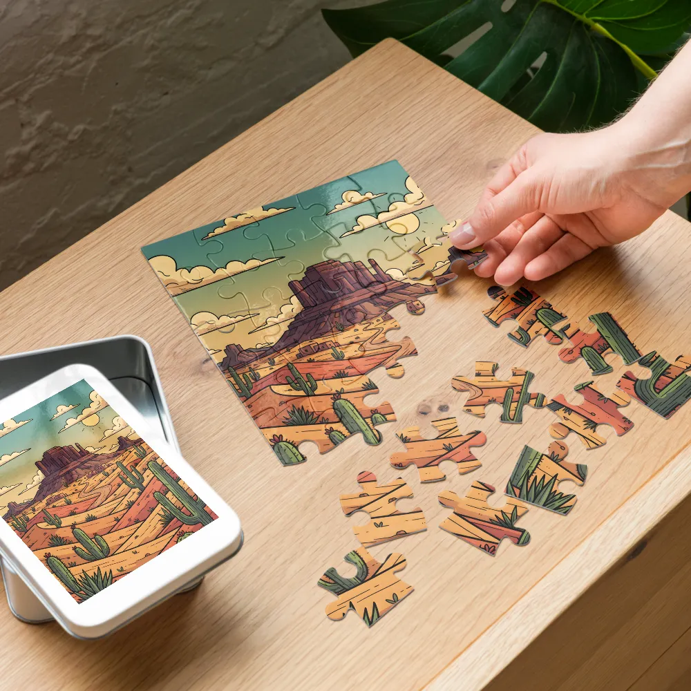 Sunlit Desert Mesa 
 Jigsaw Puzzle in Tin Box