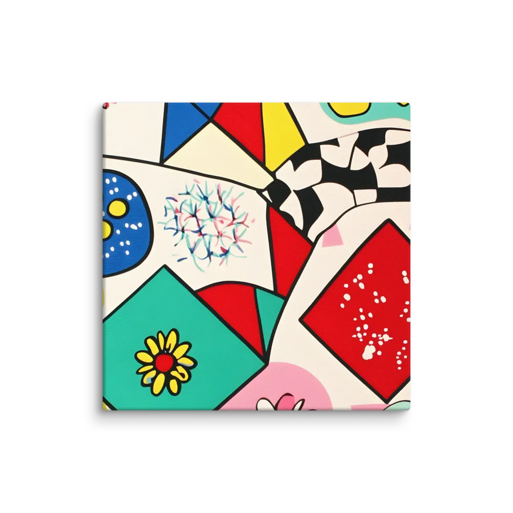 Joyful Geometry: A Playful Dance of Shapes and Colors | Canvas | 10″×10″