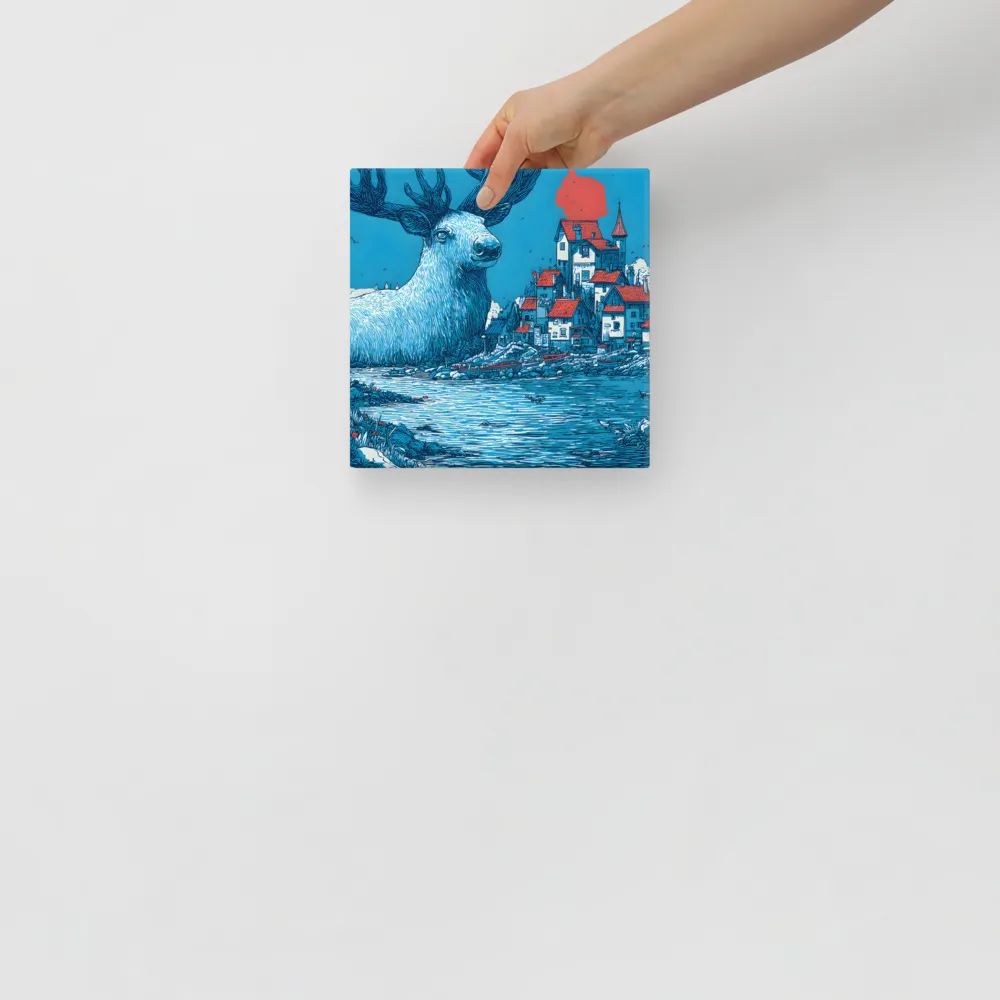 Azure Stag Harbor 
 Canvas | 8″x 8″
