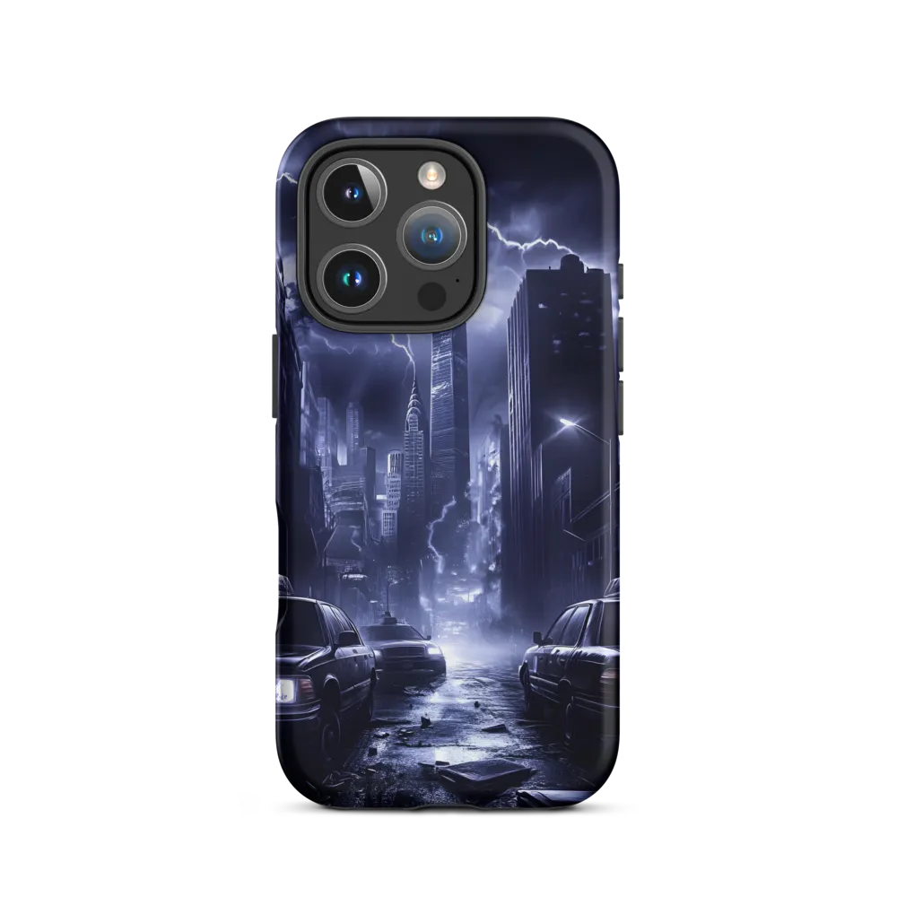 Stormy Cityscape: Shadows of the Night | Phone Case |  16 Pro | Tough Case | Matte