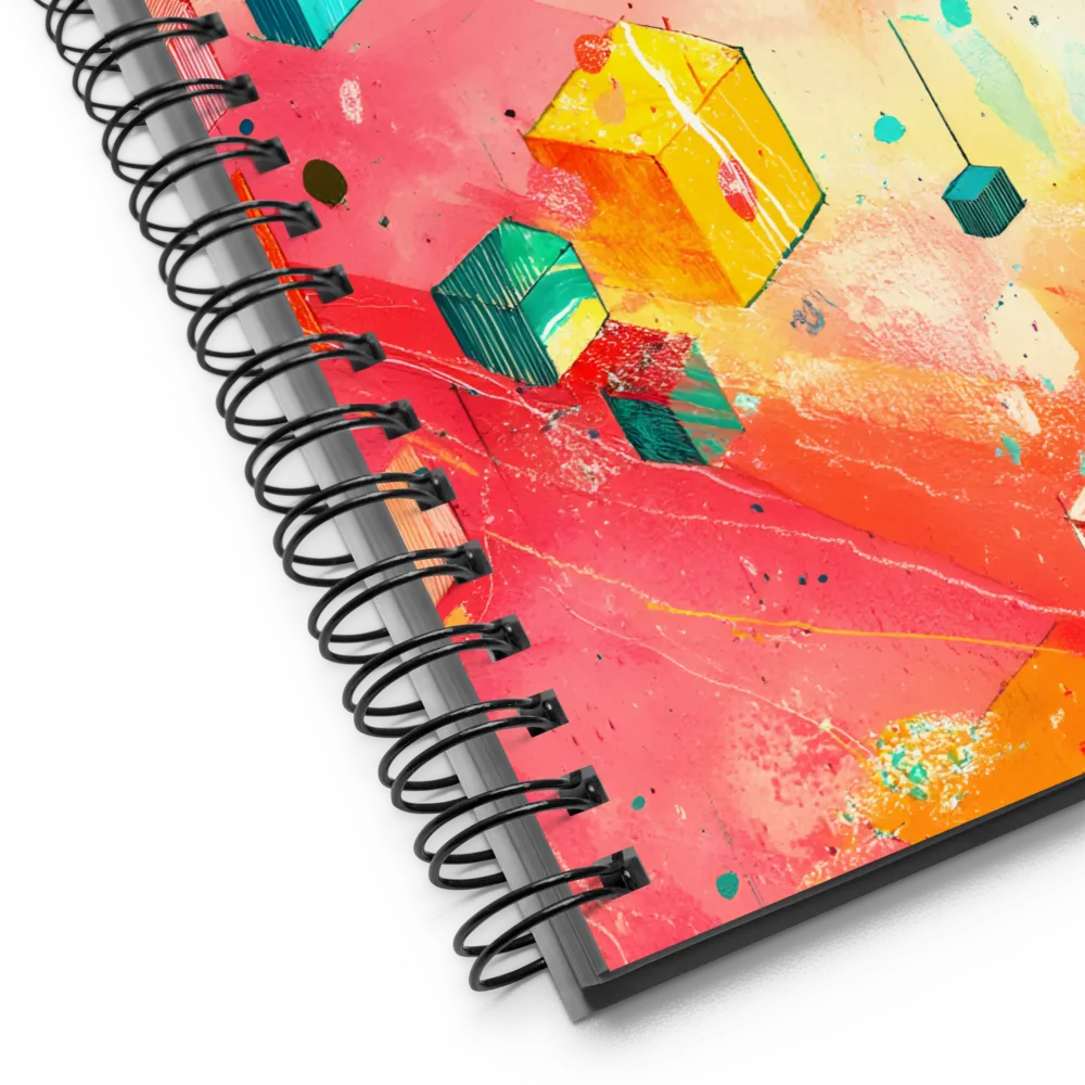 Suspended Cubes in Colorful Abstraction | Spiral Notebook