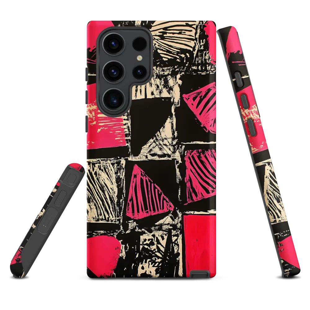 Geometric Symphony in Pink and Black
