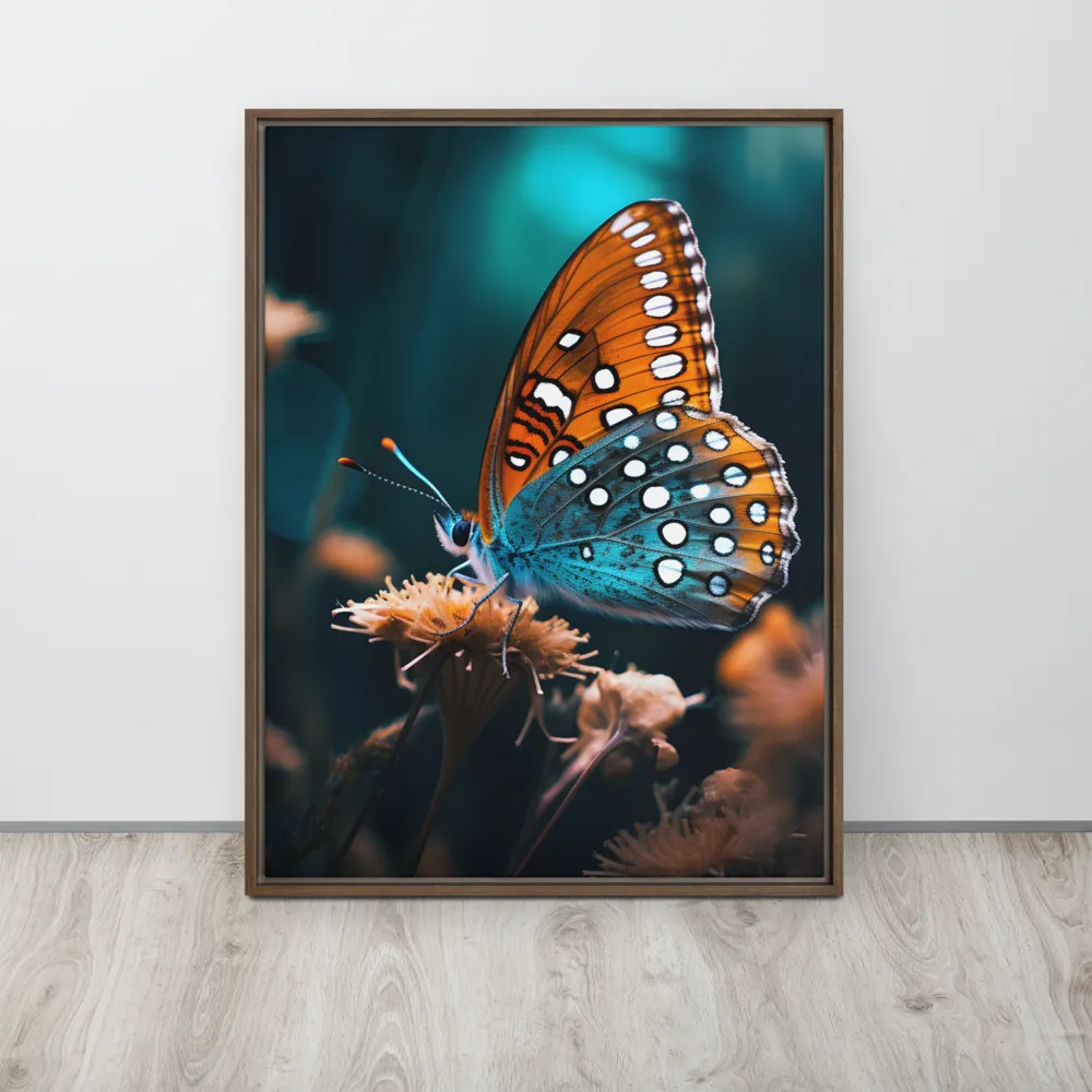Whispers of Color: The Butterfly's Embrace | Canvas with Brown Frame | 24″×32″
