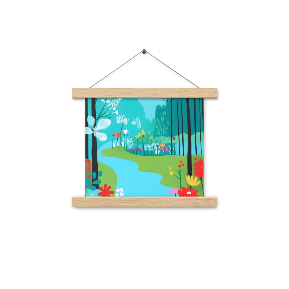 Whispers of Spring: A Colorful Retreat | Poster With Oak Wood Hanger | 10″×10″