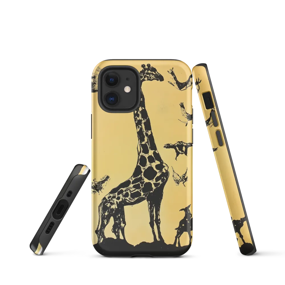 Whimsical Harmony of Giraffe and Birds