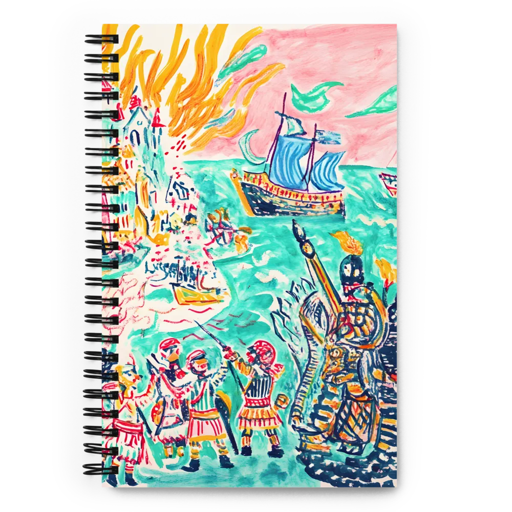 Battle on the Fiery Sea | Spiral Notebook