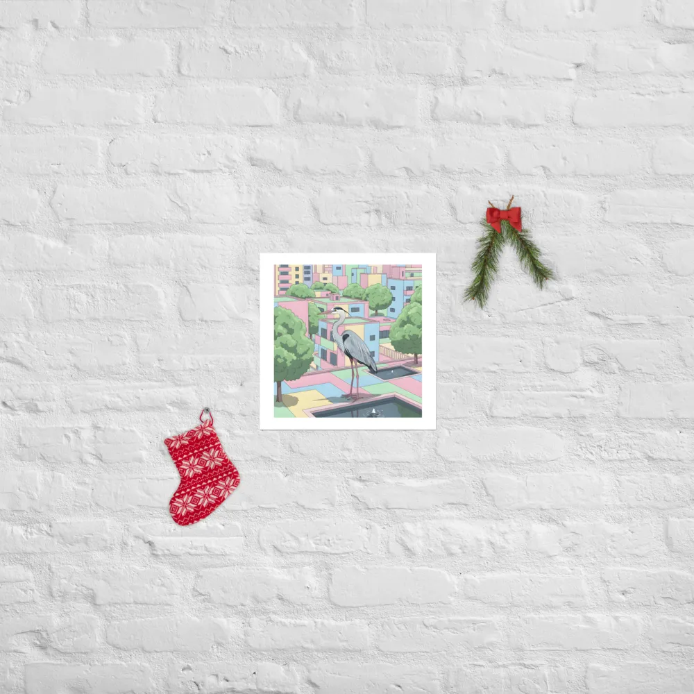 Pastel City Heron 
 Poster | 14″x 14″