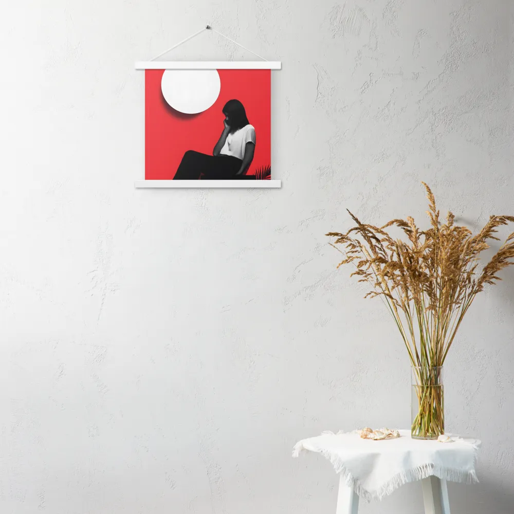 Contemplation in Red | Poster With White Wood Hanger | 14″×14″