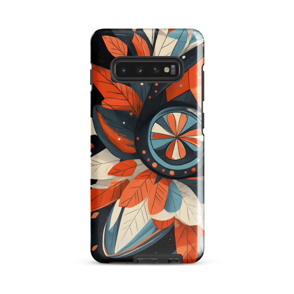 Floral Symphony in Orange and Teal | Phone Case |  S10 Plus | Tough Case | Glossy