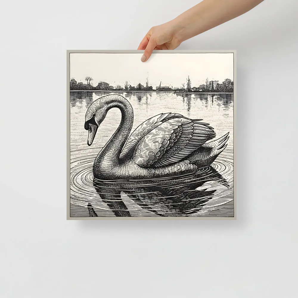 Etched Swan 
 Poster | 16″x 16″