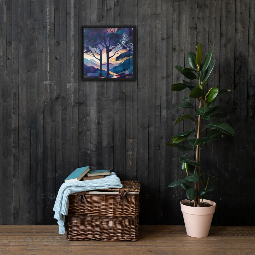 Tranquil Geometry: A Journey Through Color | Canvas with Black Frame | 16″×16″