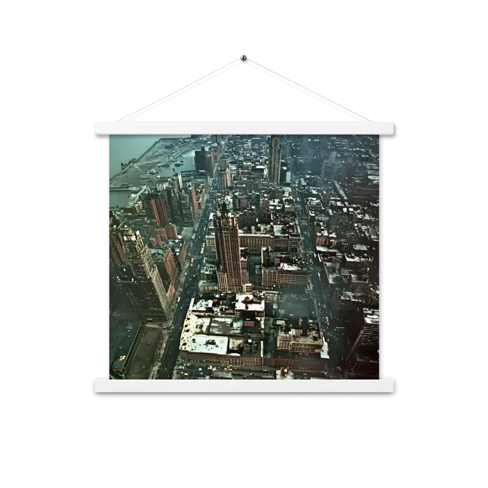 Aerial Symphony of Urban Life | Poster With White Wood Hanger | 18″×18″