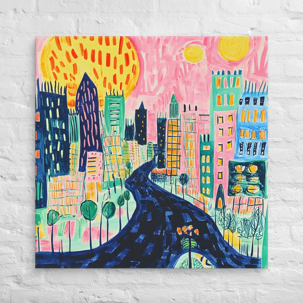 Whimsical Cityscape | Canvas | 36″×36″