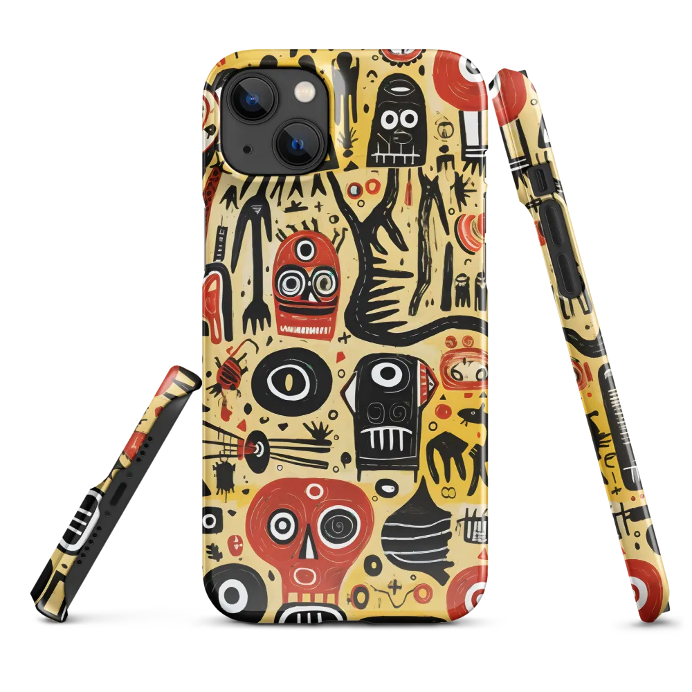 Abstract Encounters: A Dance of Faces and Symbols | Phone Case |  14 Plus | Snap Case | Glossy