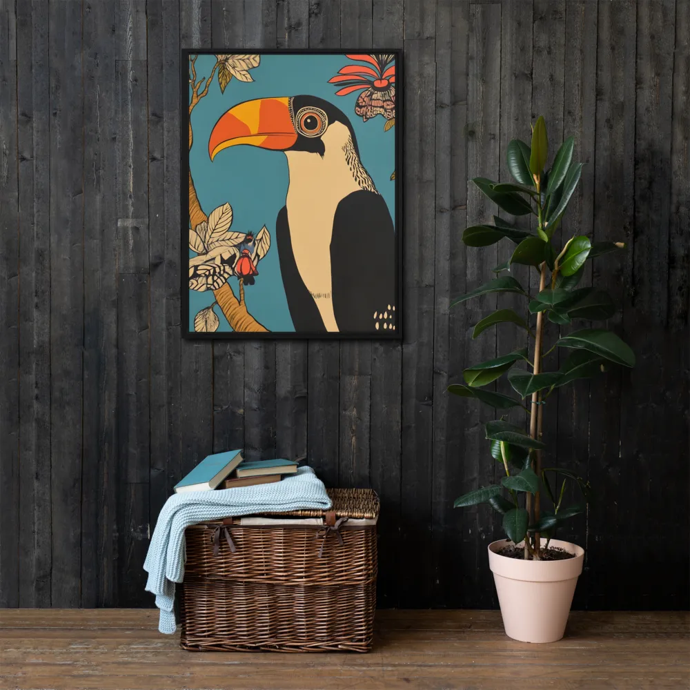 Tropical Majesty: The Toucan at Rest | Canvas with Black Frame | 24″×32″