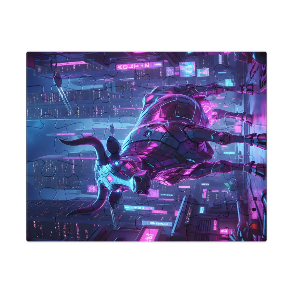 Neon Mech Cow 
 Jigsaw Puzzle in Tin Box