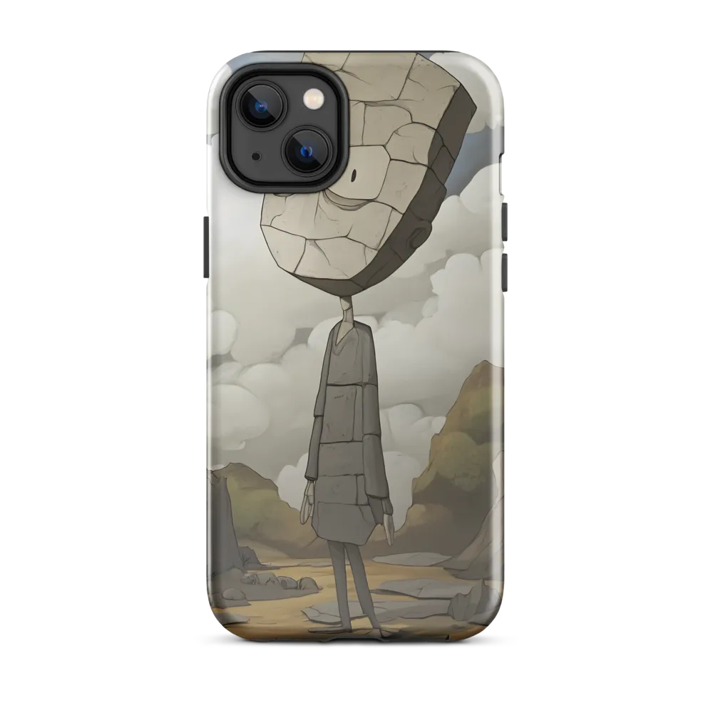Whimsical Stone Figure in a Rocky Landscape | Phone Case |  14 Plus | Tough Case | Glossy