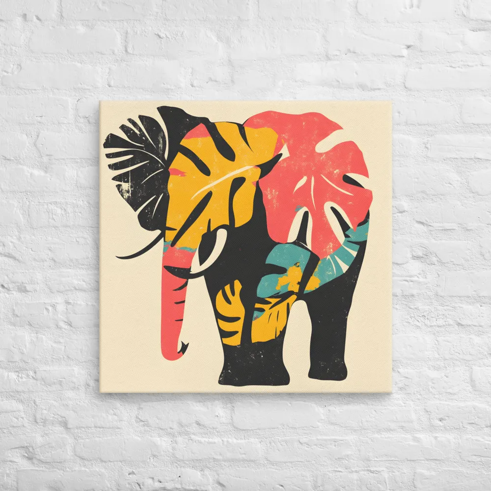 Tropical Elegance: The Elephant's Dance | Canvas | 28″×28″