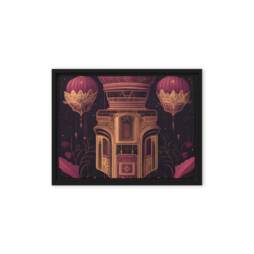 Ornate Harmony: A Digital Floral Architecture | Canvas with Black Frame | 12″×16″