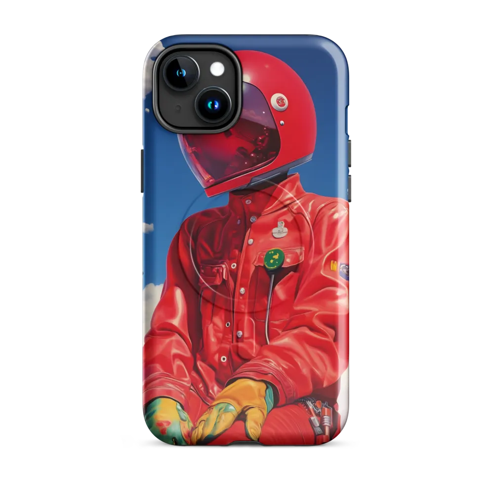 Astronaut in Crimson | Phone Case |  15 Plus | MagSafe® Tough Case | Glossy
