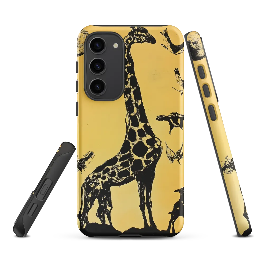 Whimsical Harmony of Giraffe and Birds