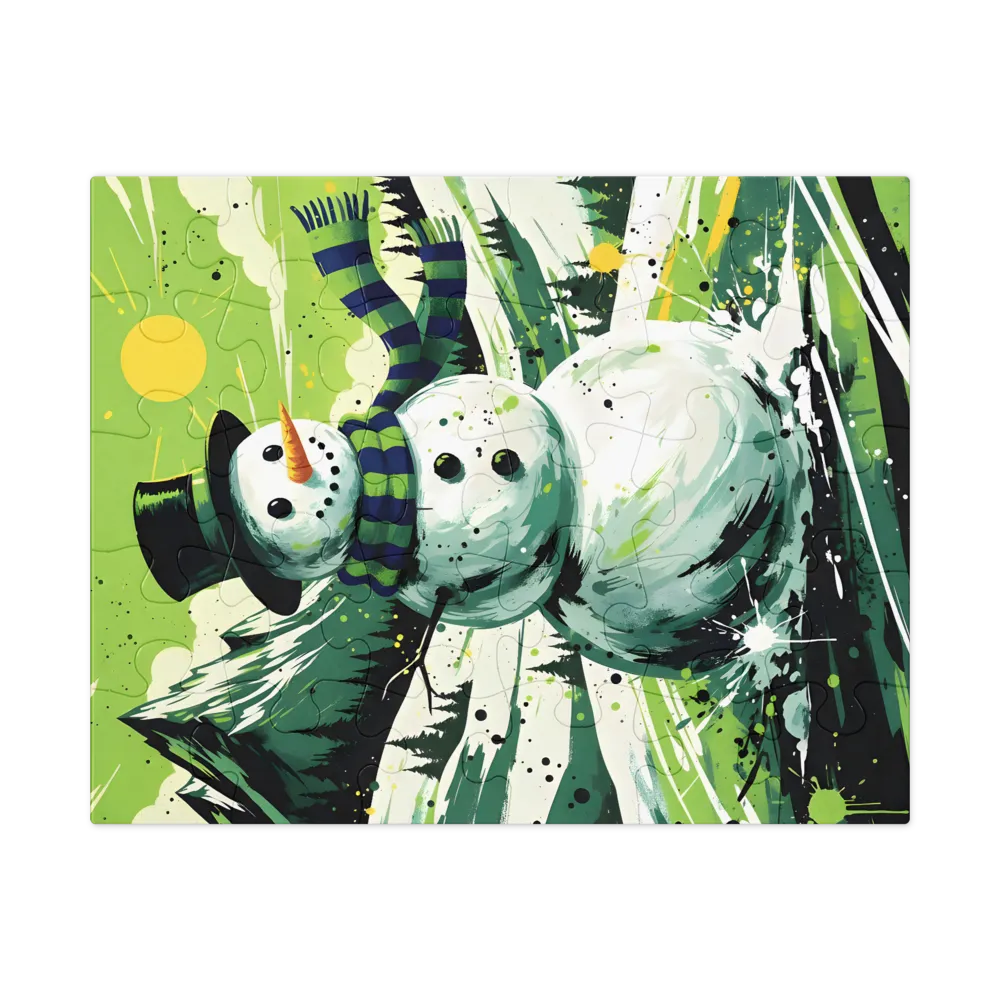 Emerald Snowman 
 Jigsaw Puzzle in Tin Box