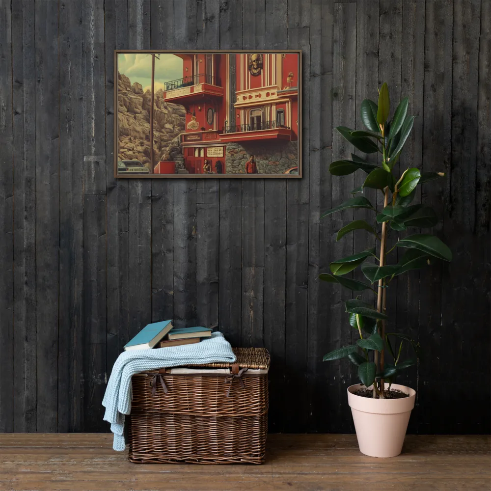 Retro Urban Dreamscape | Canvas with Brown Frame | 20″×30″