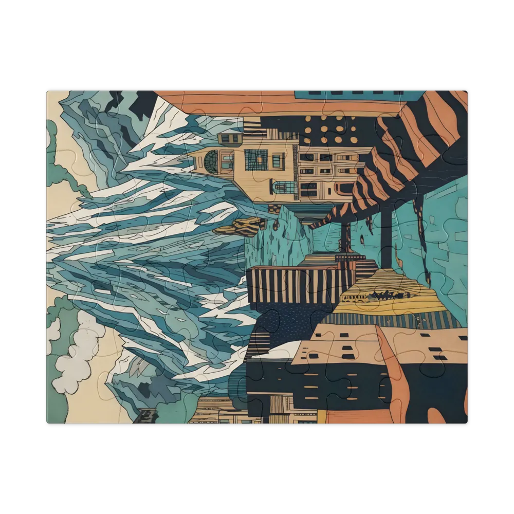 Glacial Cityscape 
 Jigsaw Puzzle in Tin Box