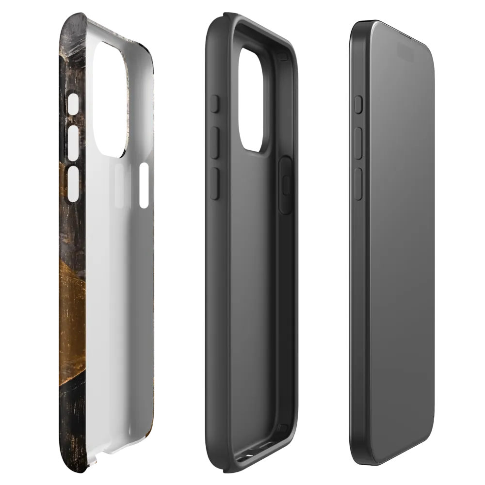 Geometric Harmony in Gold and Black | Phone Case |  15 Pro Max | Tough Case | Matte
