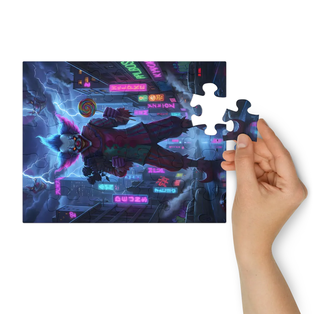 Midnight Neon Clown 
 Jigsaw Puzzle in Tin Box