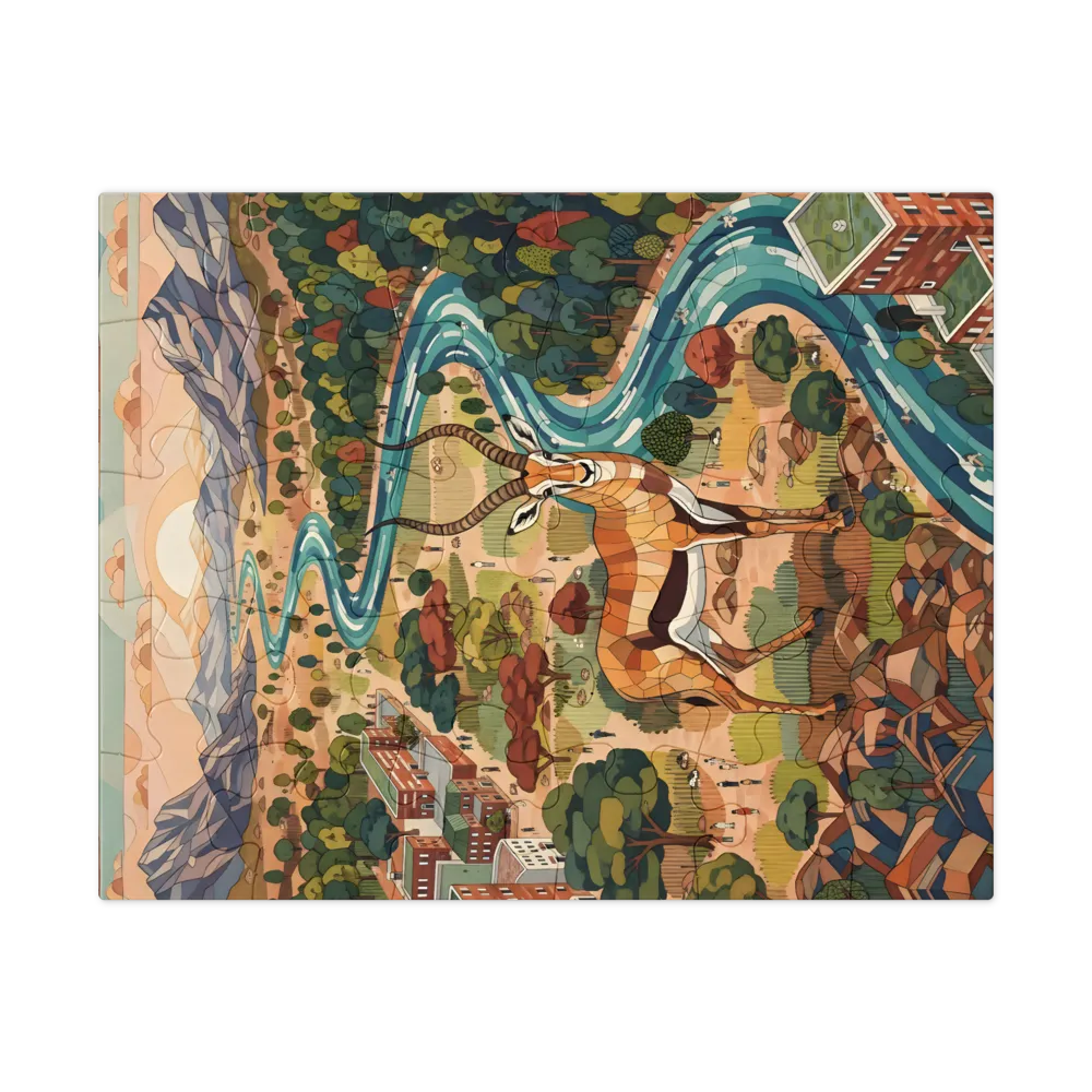 Antelope at the River 
 Jigsaw Puzzle in Tin Box