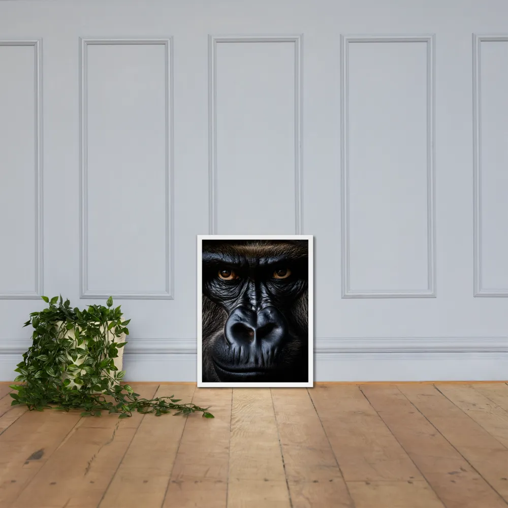 Gaze of the Wild: A Gorilla's Portrait | Poster with White Frame | 18″×24″