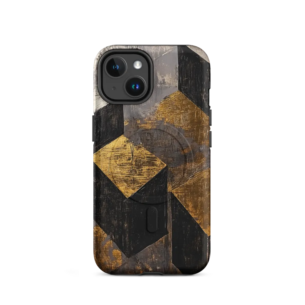 Geometric Harmony in Gold and Black | Phone Case |  14 | MagSafe® Tough Case | Matte